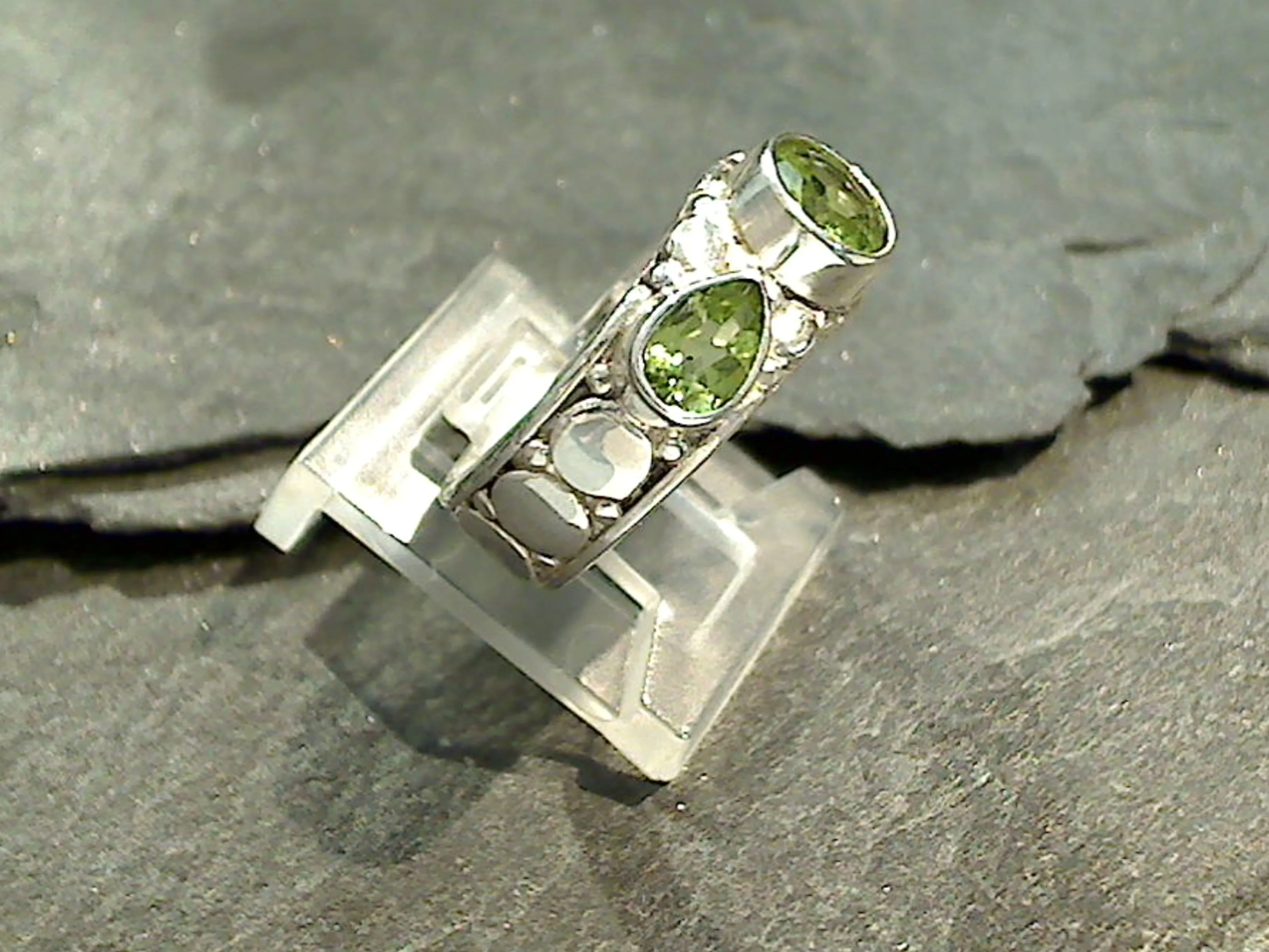 Size 7.75 Peridot, Sterling Silver Ring