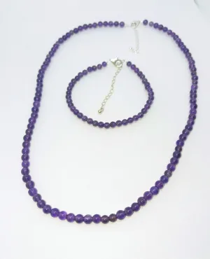 Small Amethyst Beads Necklace Bracelet