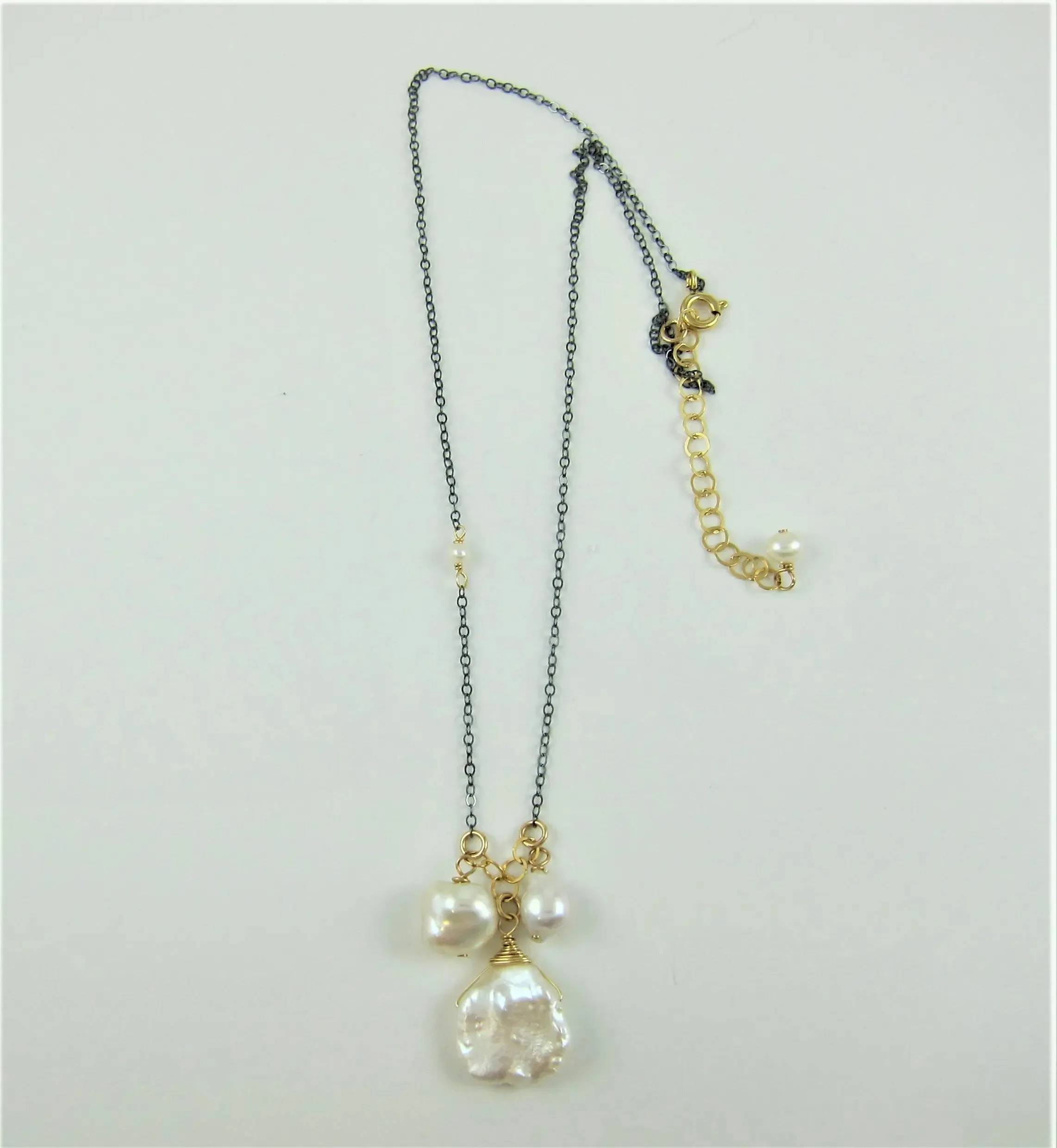 Small Gemstone Cascade Necklace with Assorted Freshwater Pearls