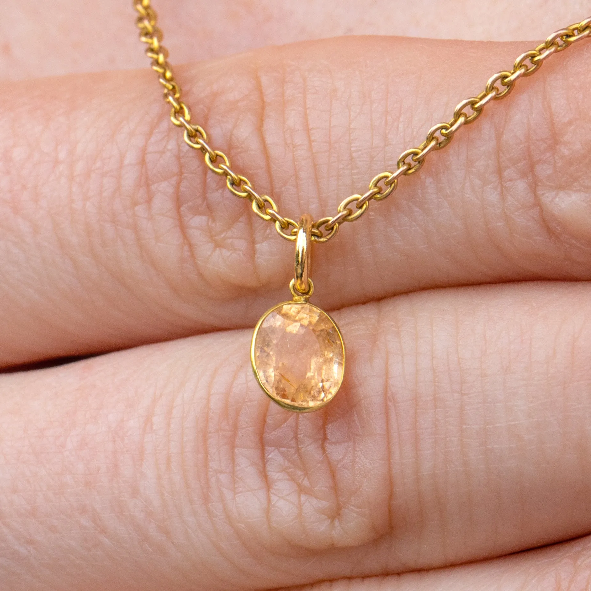 Small Peachy-Yellow Bezel Garnet Set Charm, 1.00ct