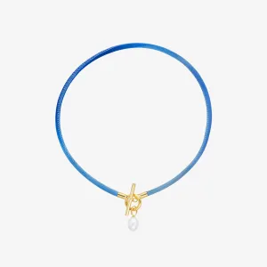 Splash Pearl Collar Necklace - Blue & 18kt Gold Vermeil