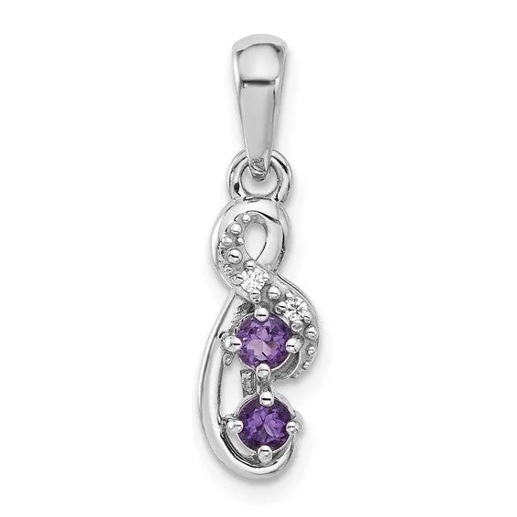 Sterling Silver Gemstone & CZ Swirl Pendants