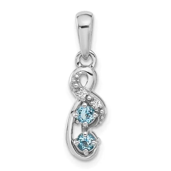 Sterling Silver Gemstone & CZ Swirl Pendants