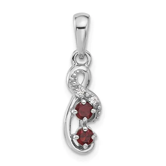 Sterling Silver Gemstone & CZ Swirl Pendants