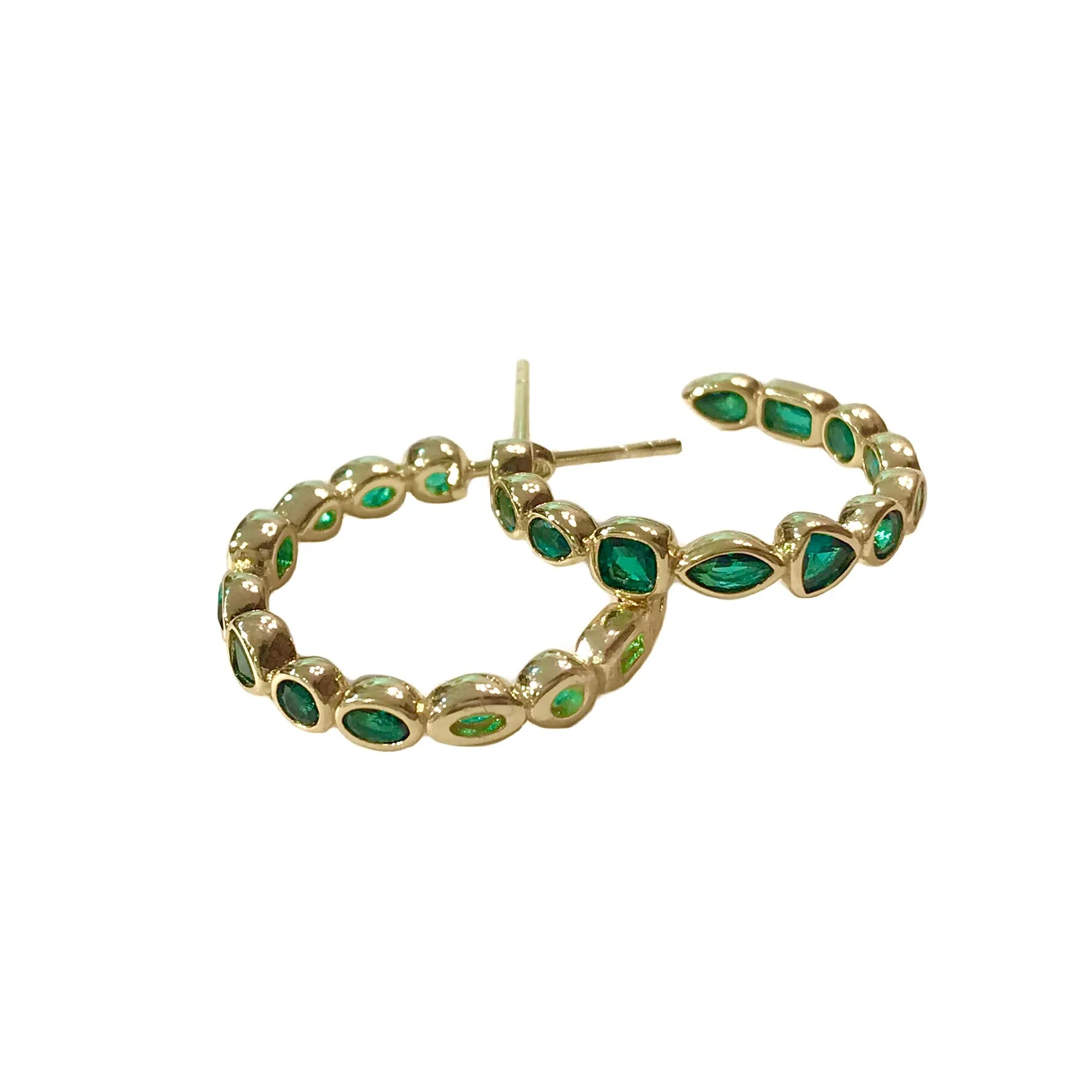 Sterling Silver Geovana Bezel Open Hoops
