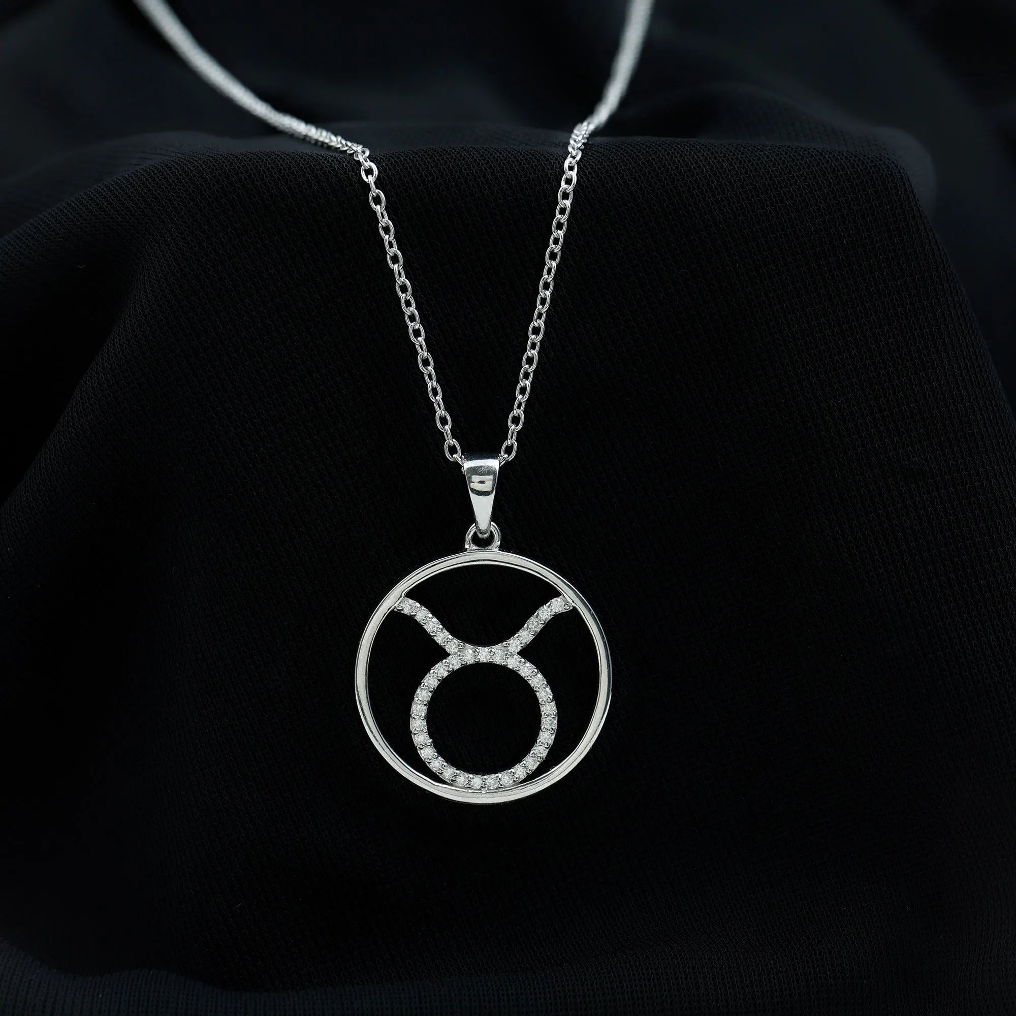 Taurus Sign Pendant Necklace With Moissanite