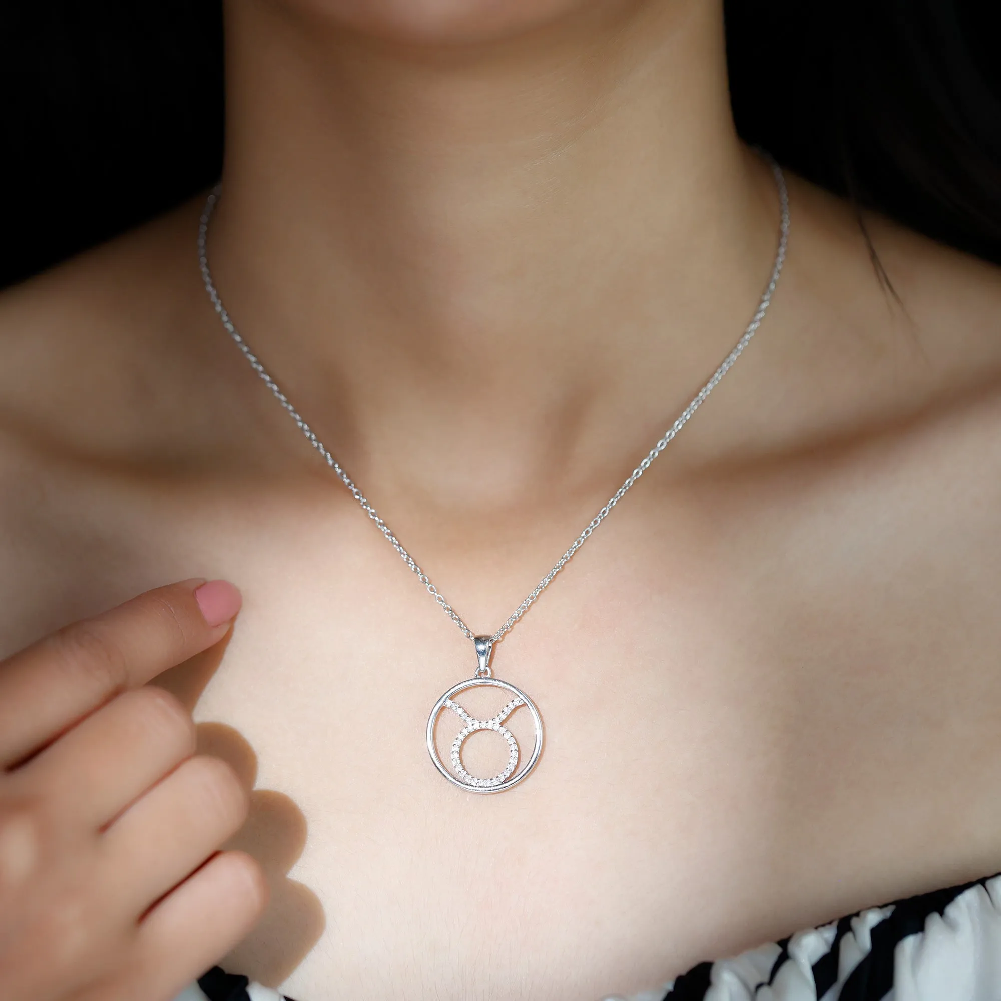 Taurus Sign Pendant Necklace With Moissanite