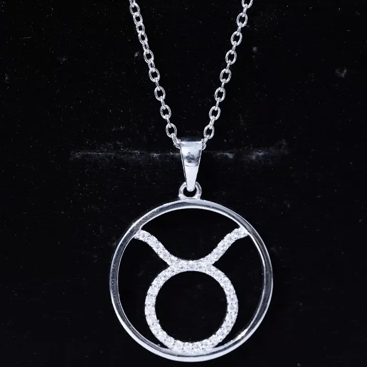 Taurus Sign Pendant Necklace With Moissanite