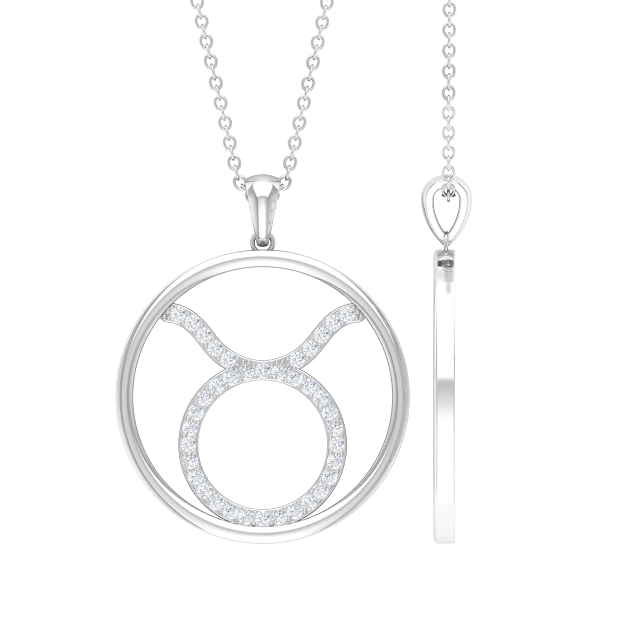 Taurus Sign Pendant Necklace With Moissanite