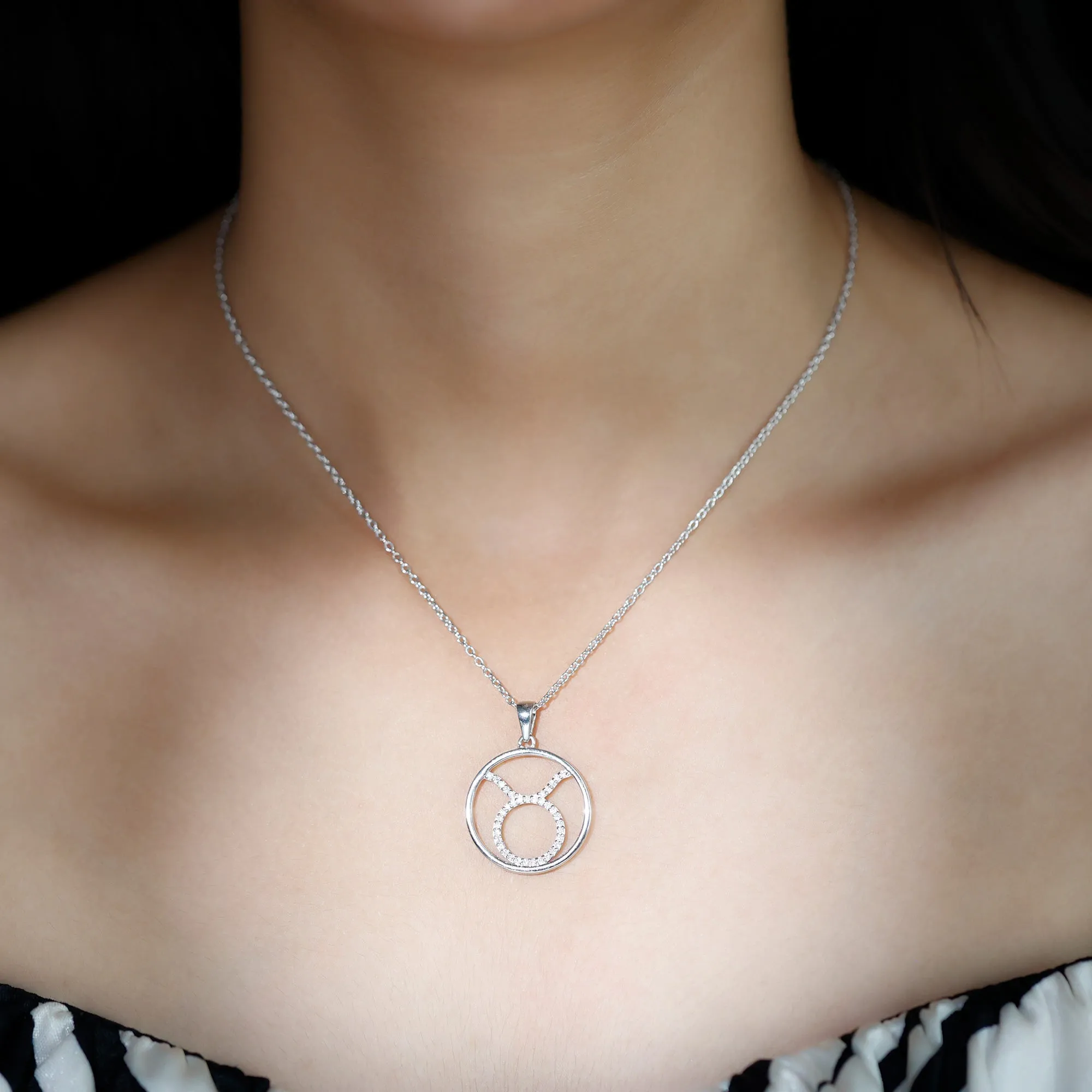 Taurus Sign Pendant Necklace With Moissanite