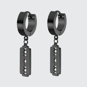 Techwear Razor Blades Black Earrings
