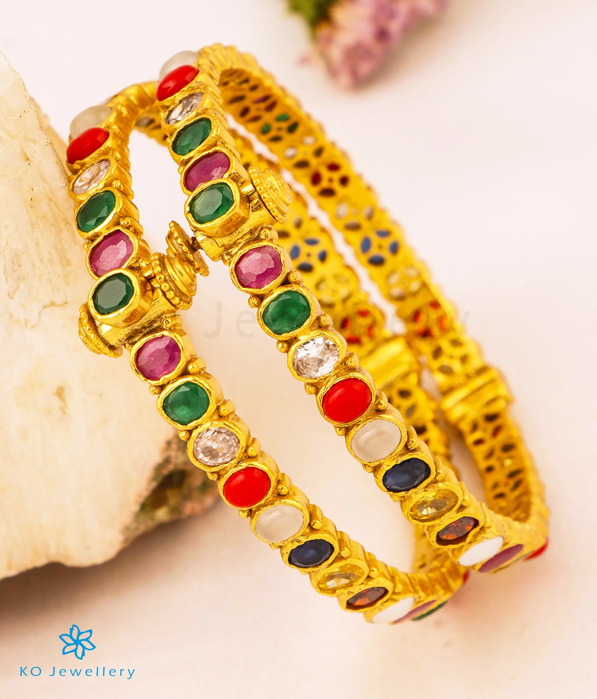 The Kripa Silver Navratna Bracelet (Size/2.2/2.4/2.6)