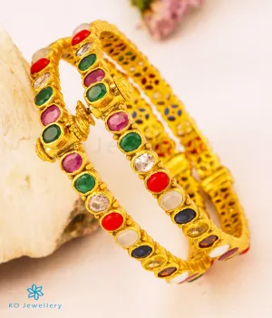 The Kripa Silver Navratna Bracelet (Size/2.2/2.4/2.6)