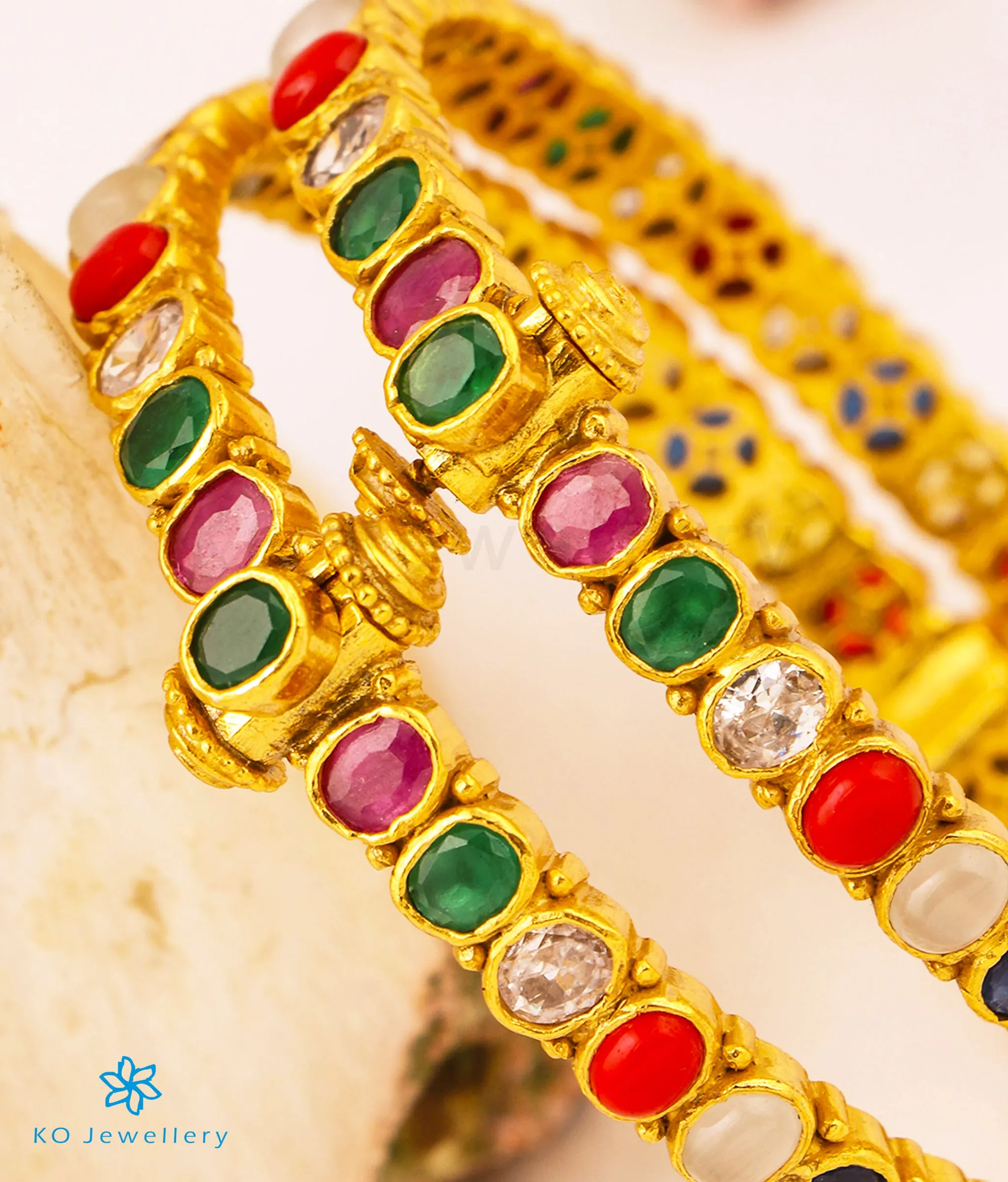 The Kripa Silver Navratna Bracelet (Size/2.2/2.4/2.6)