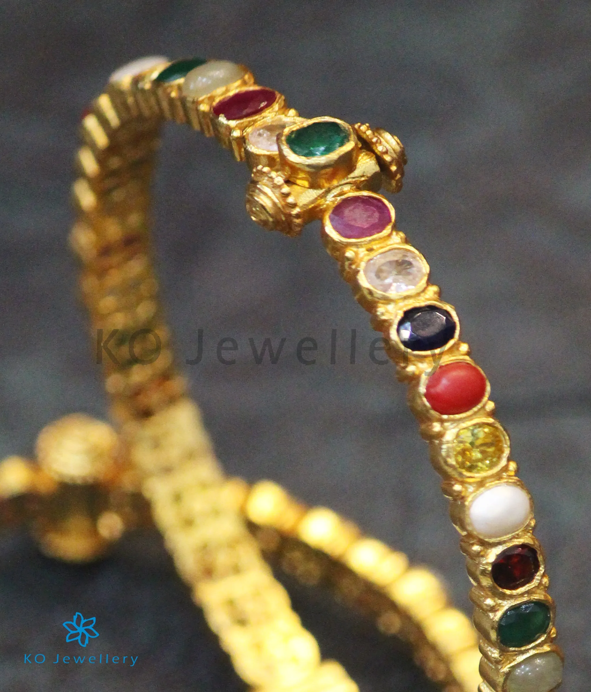 The Kripa Silver Navratna Bracelet (Size/2.2/2.4/2.6)
