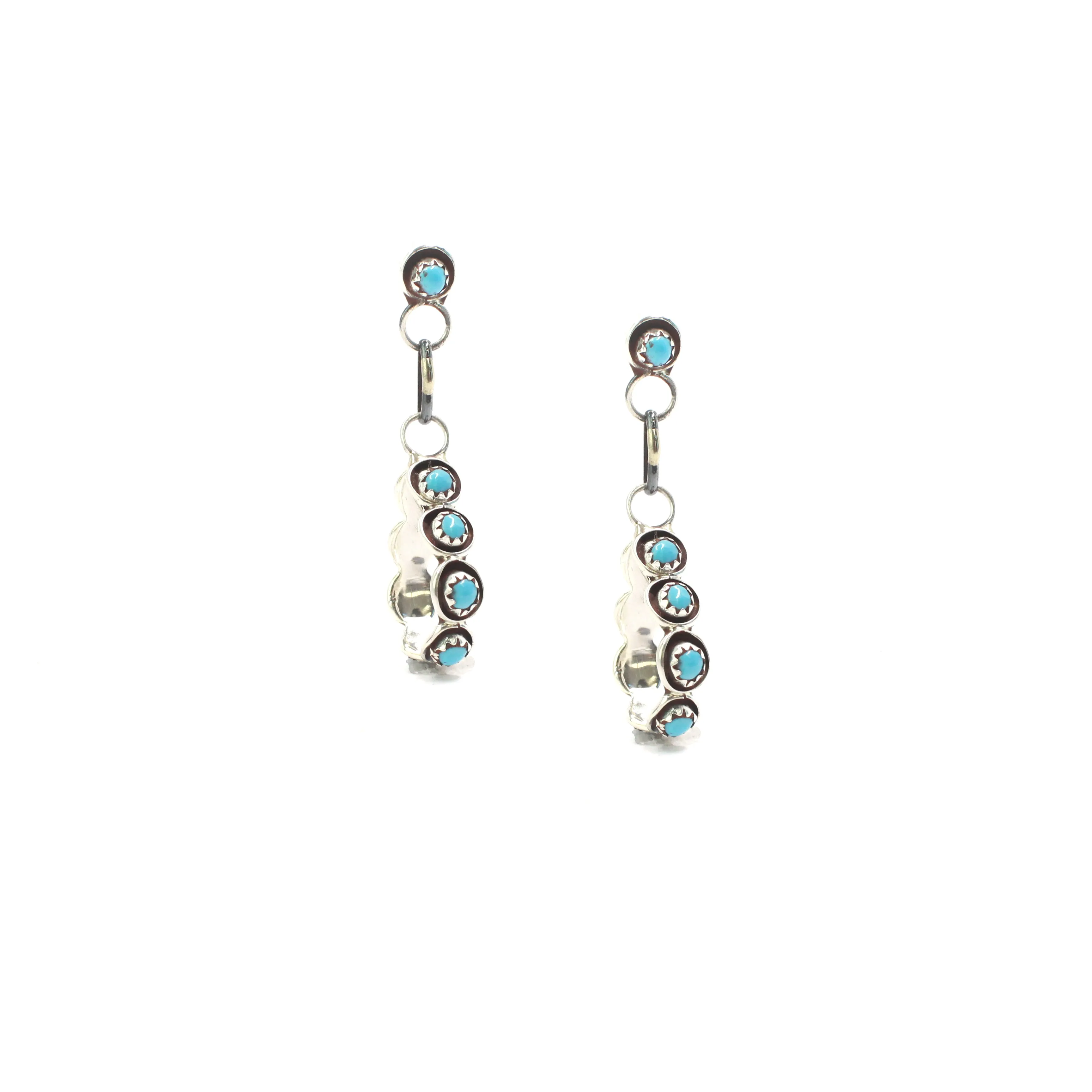 The Post Zuni Teardrop Hoops-Turquoise: 1 1/2"