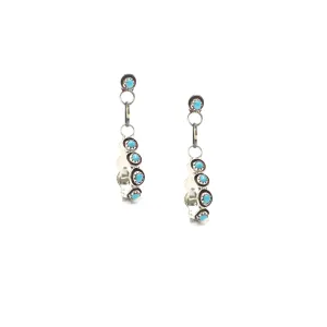 The Post Zuni Teardrop Hoops-Turquoise: 1 1/2"