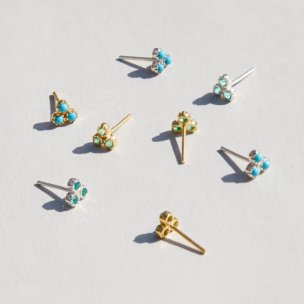 Threeni Stud Earrings - Green Onyx