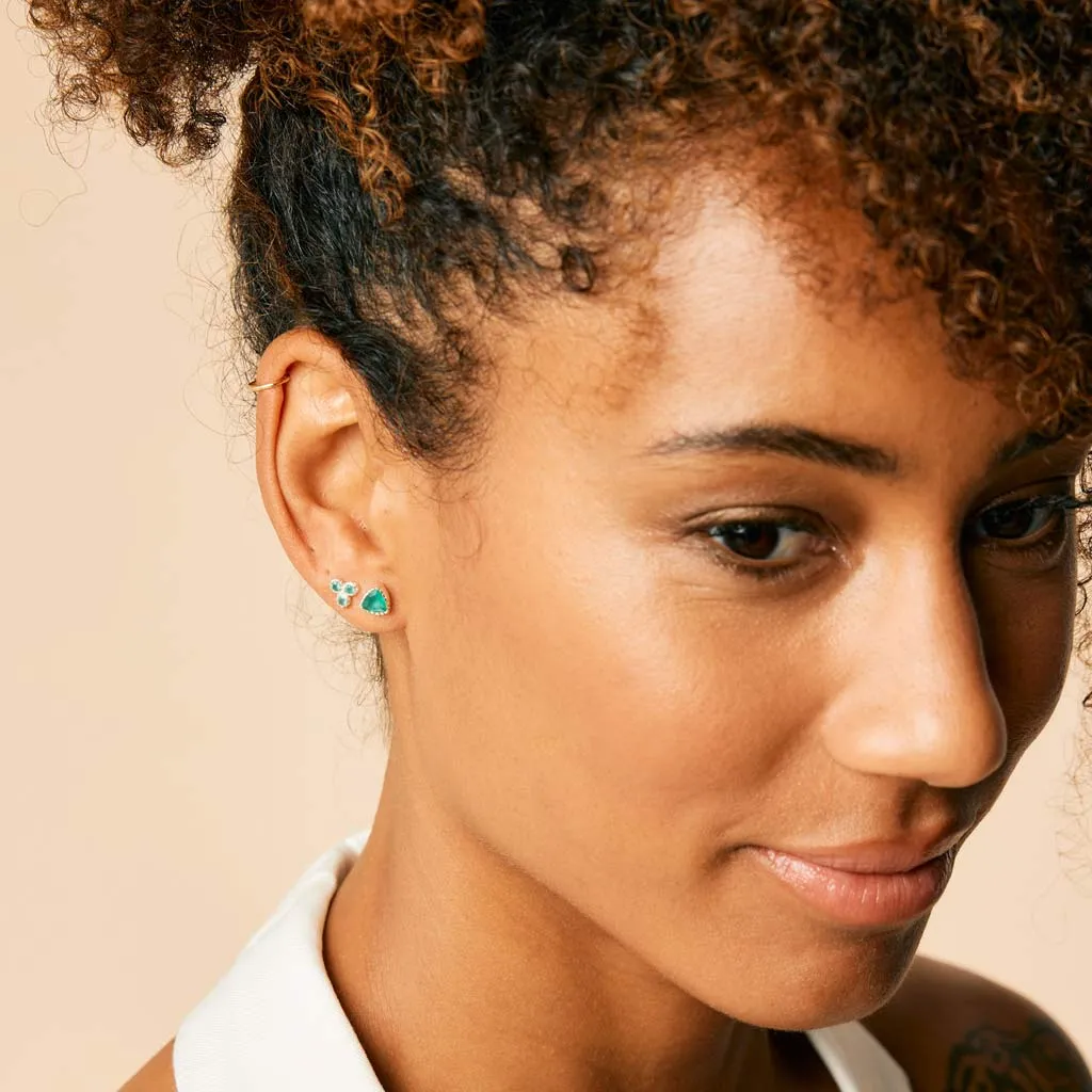 Threeni Stud Earrings - Green Onyx