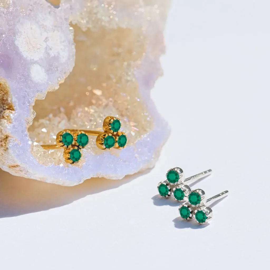 Threeni Stud Earrings - Green Onyx