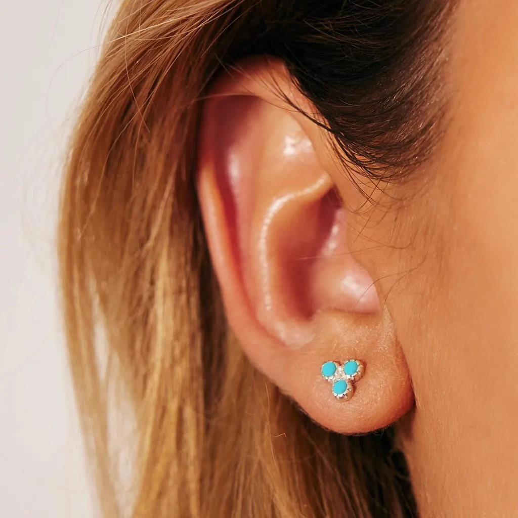 Threeni Stud Earrings - Turquoise