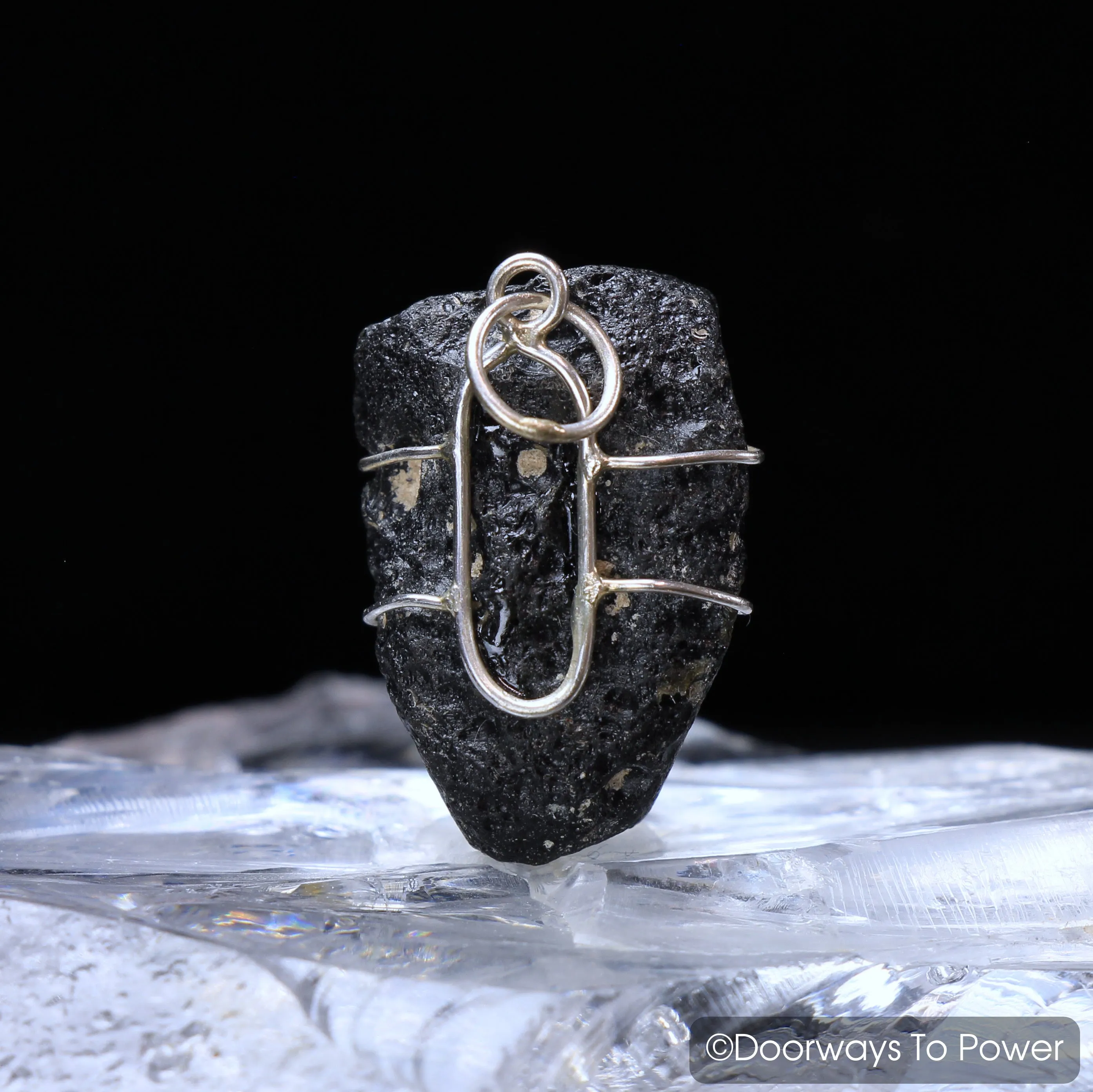 Tibetan Tektite Synergy 12 Stone Crystal Pendant .925 SS