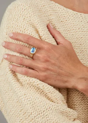 Tony Malmed Moonstone Ring with Diamonds in 18 kt Gold