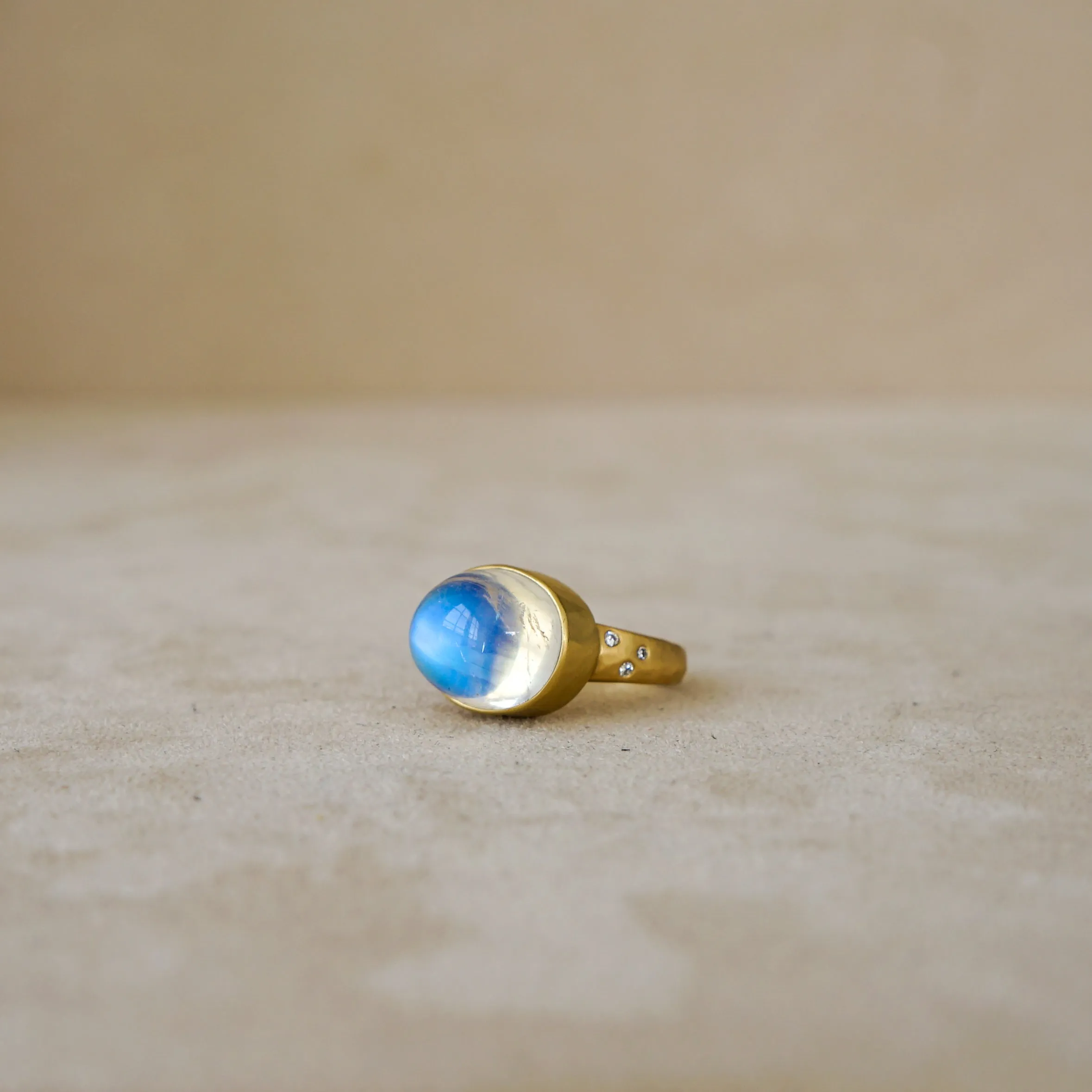 Tony Malmed Moonstone Ring with Diamonds in 18 kt Gold