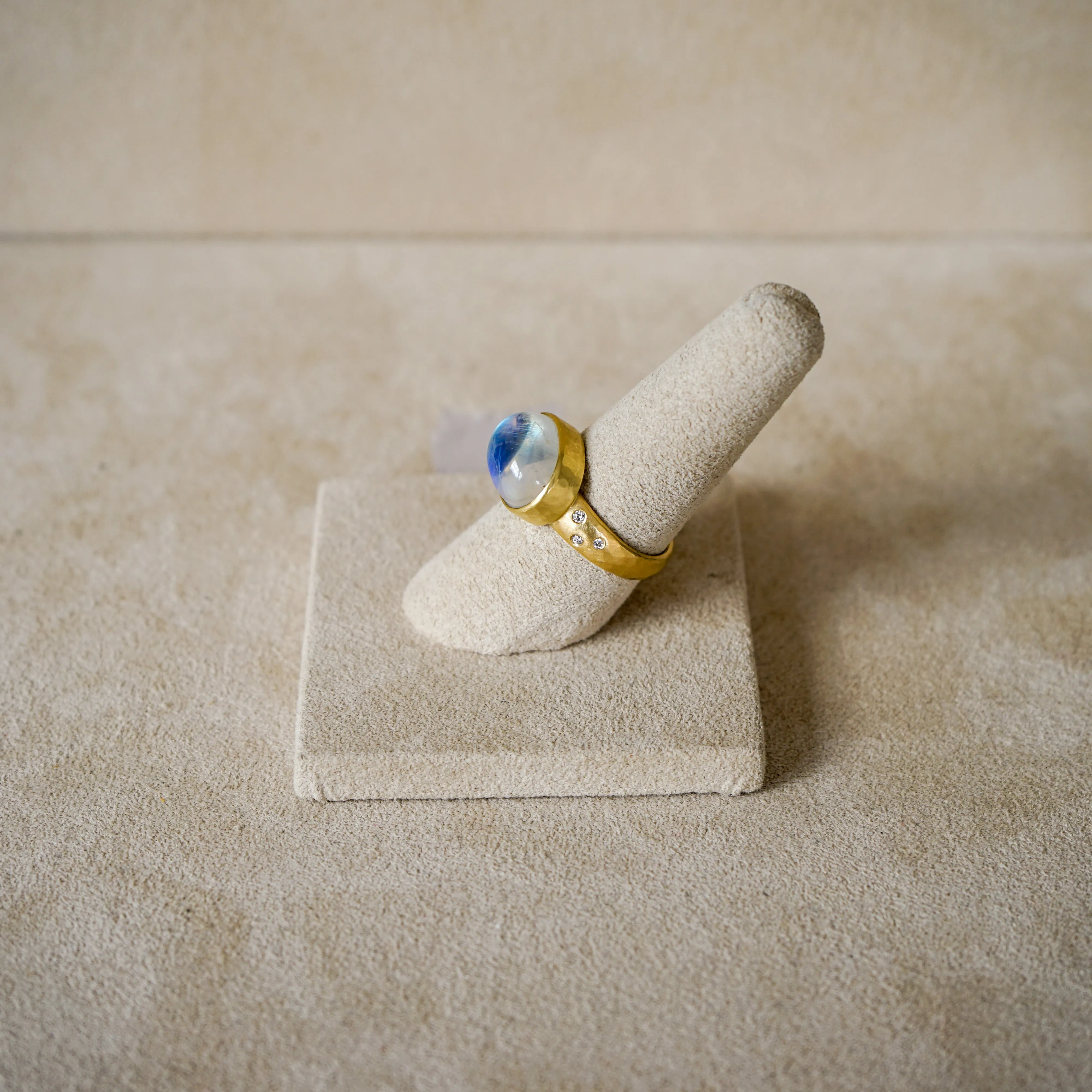 Tony Malmed Moonstone Ring with Diamonds in 18 kt Gold