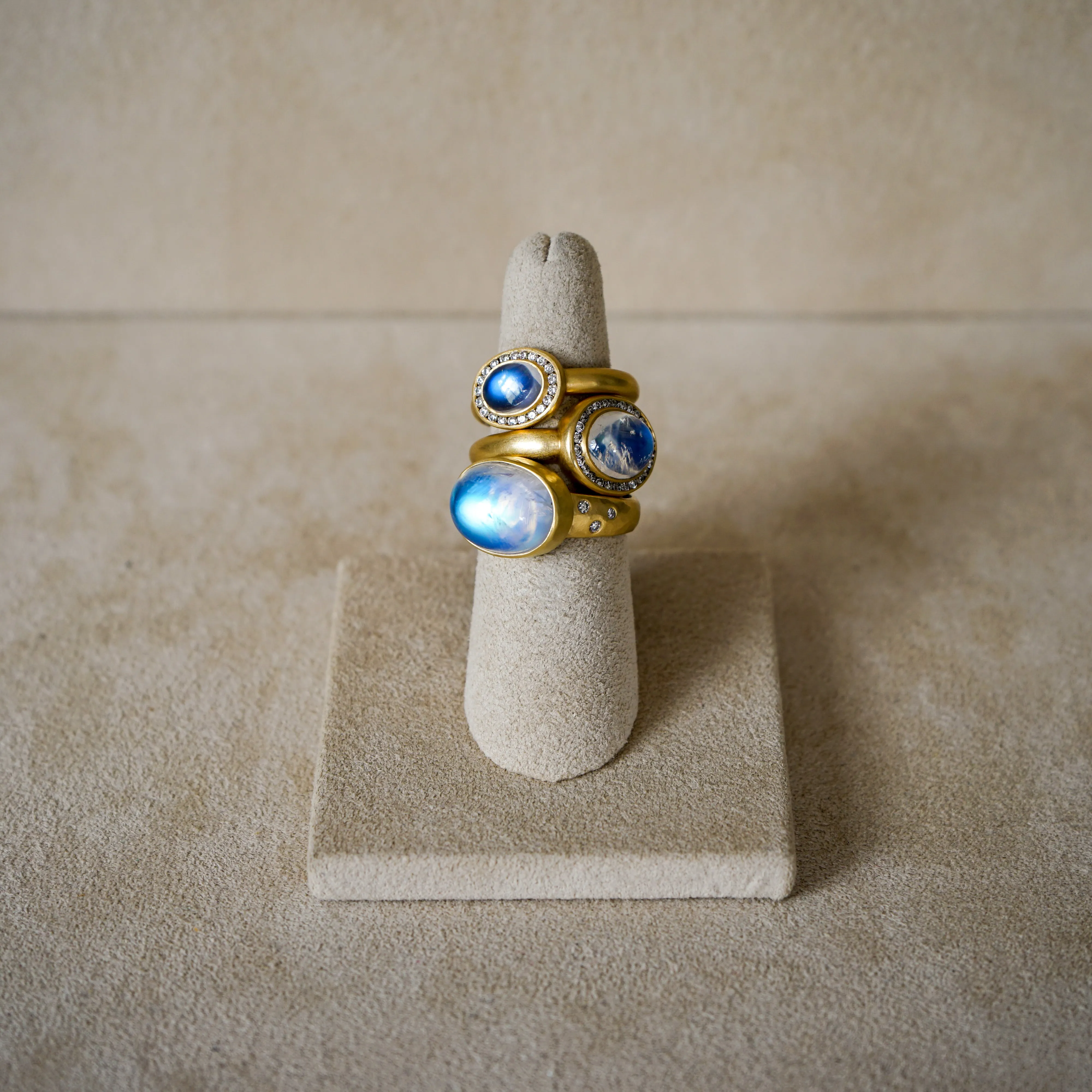 Tony Malmed Moonstone Ring with Diamonds in 18 kt Gold
