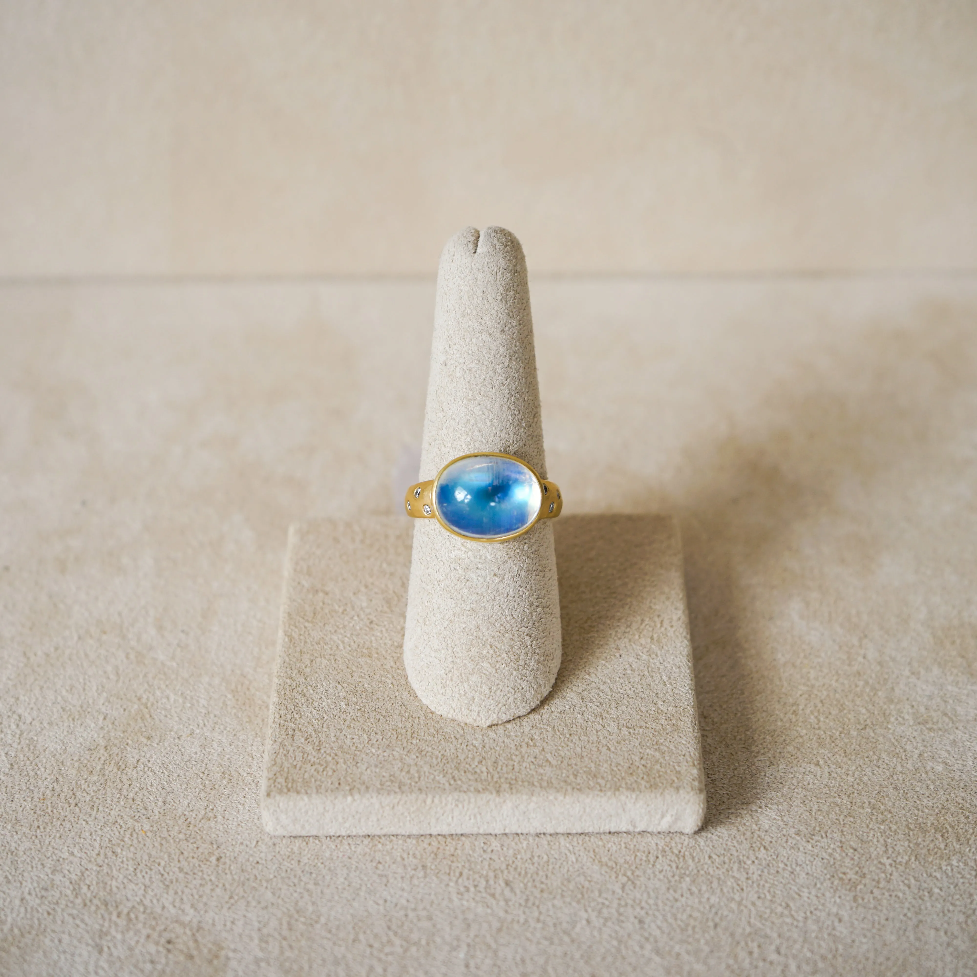 Tony Malmed Moonstone Ring with Diamonds in 18 kt Gold