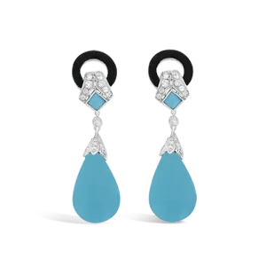 Turquoise & Diamond Drop Earrings