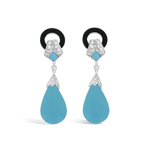 Turquoise & Diamond Drop Earrings