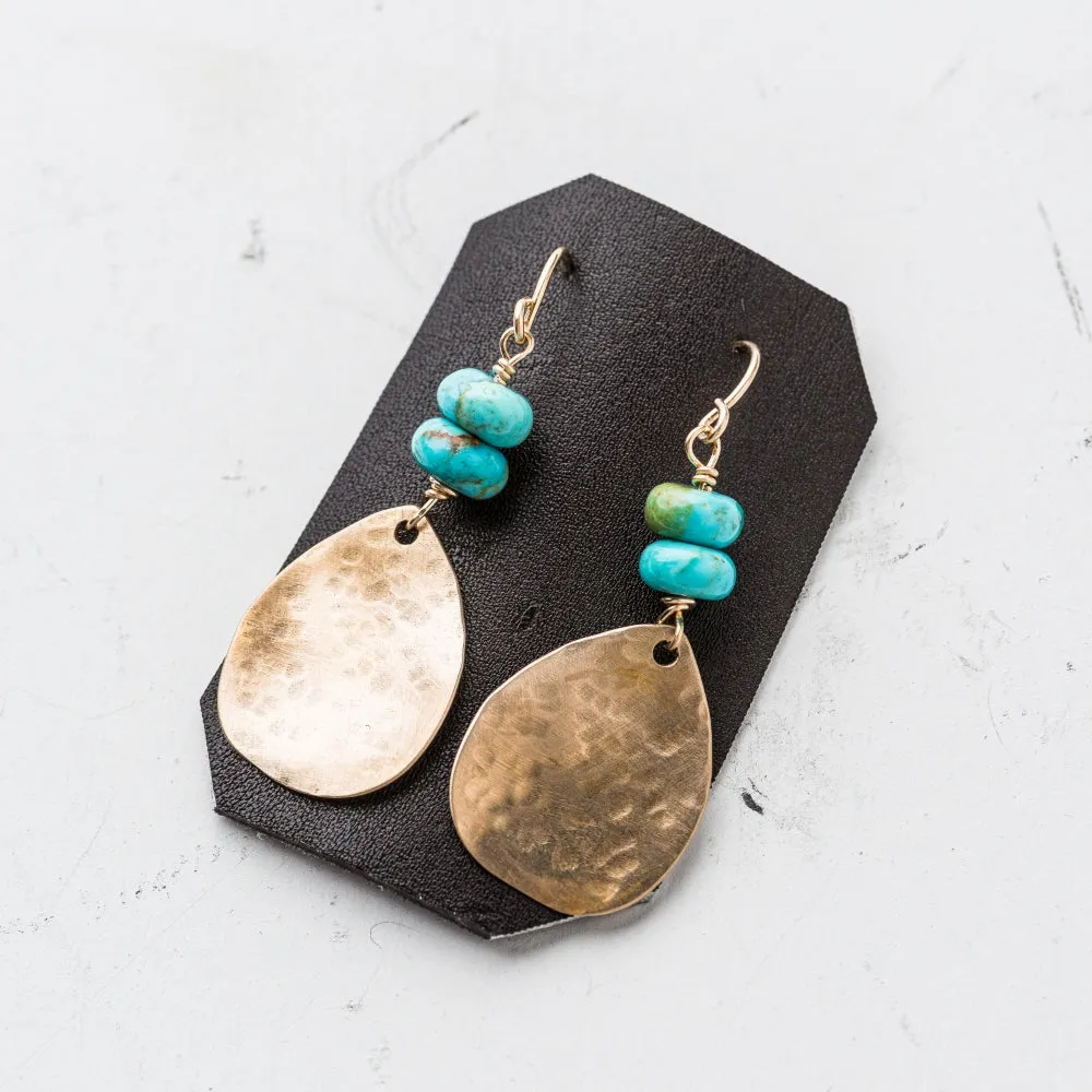 Turquoise and Bronze Teardrop Earrings