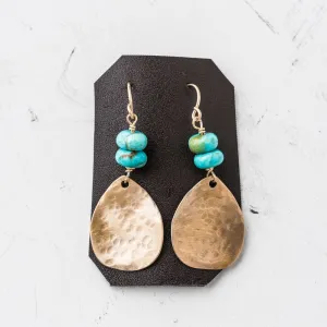 Turquoise and Bronze Teardrop Earrings