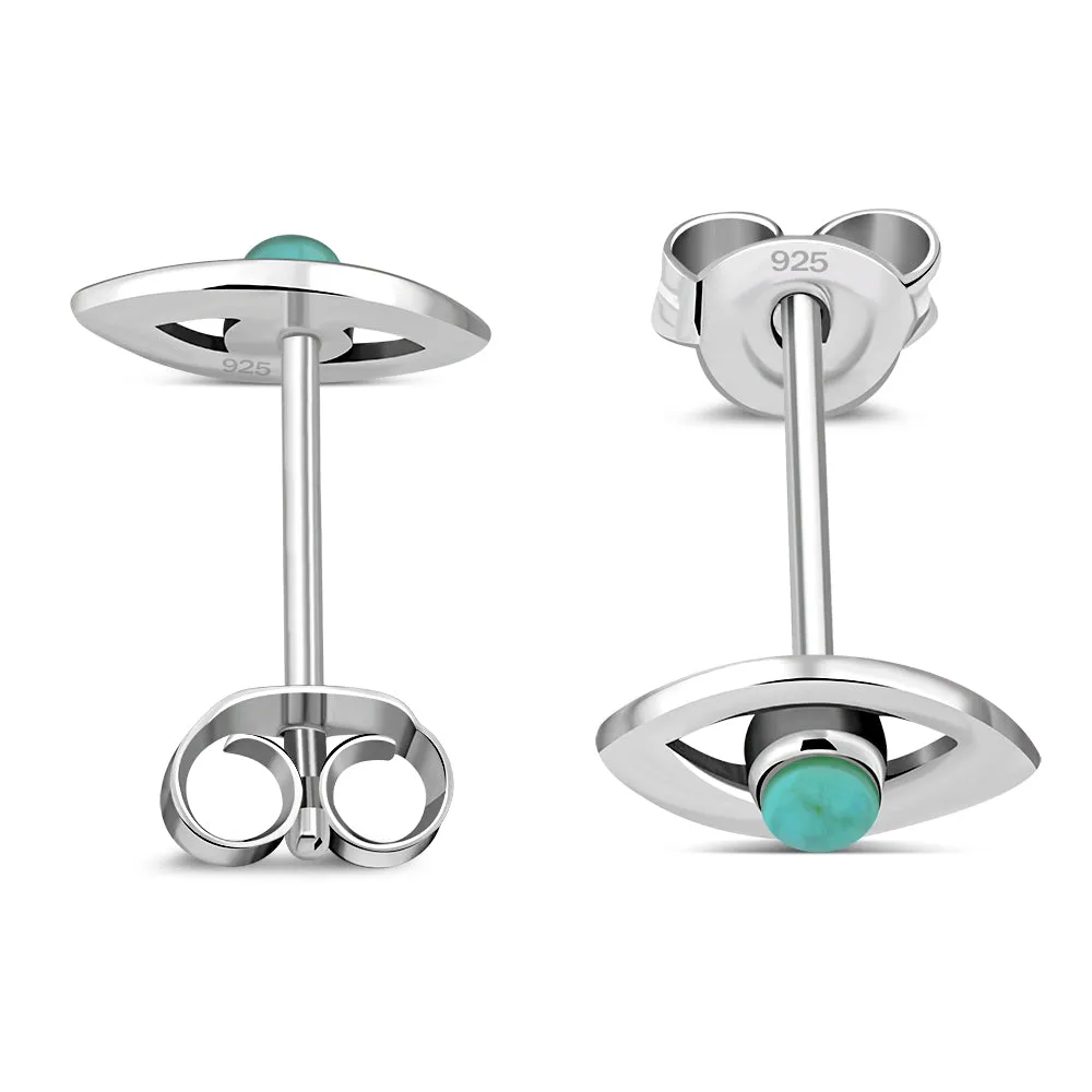 Turquoise Evil Eye Stud Silver Earrings