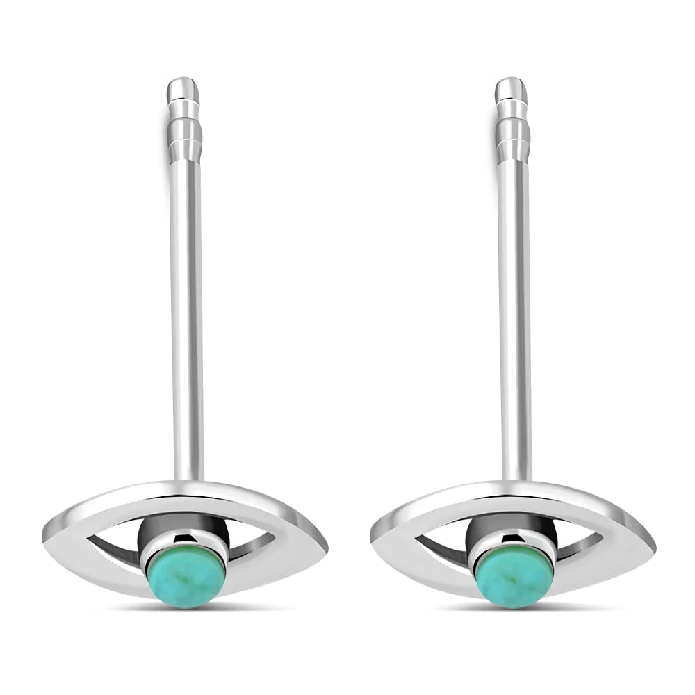Turquoise Evil Eye Stud Silver Earrings
