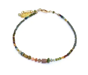 Turquoise, Tiger Eye, Apatite & Garnet Gold-Fill Bracelet