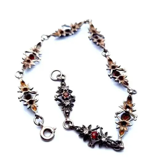 Victorian silver and stones bracelet for women, fine jewelry, gifts.