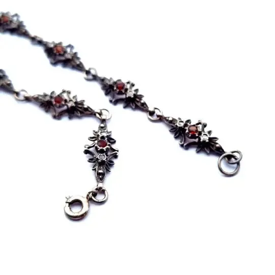 Victorian silver and stones bracelet for women, fine jewelry, gifts.