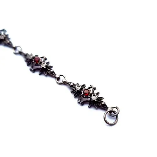 Victorian silver and stones bracelet for women, fine jewelry, gifts.