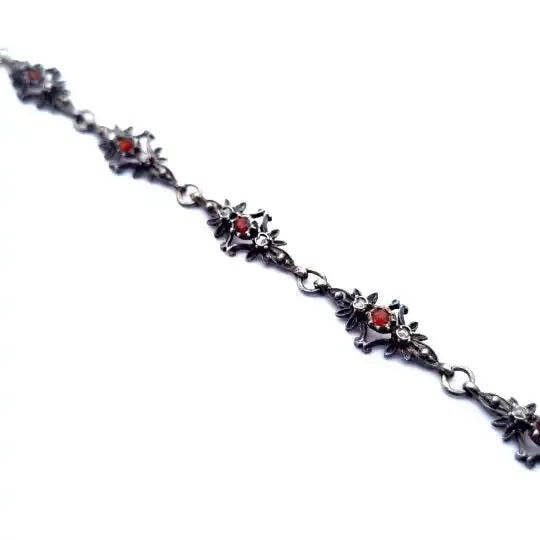 Victorian silver and stones bracelet for women, fine jewelry, gifts.