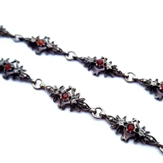 Victorian silver and stones bracelet for women, fine jewelry, gifts.