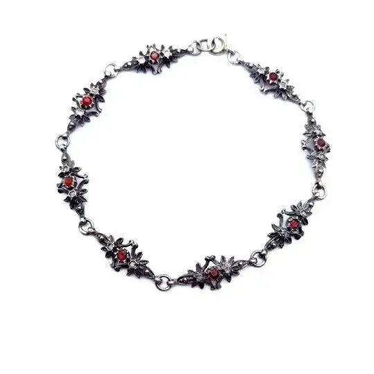 Victorian silver and stones bracelet for women, fine jewelry, gifts.