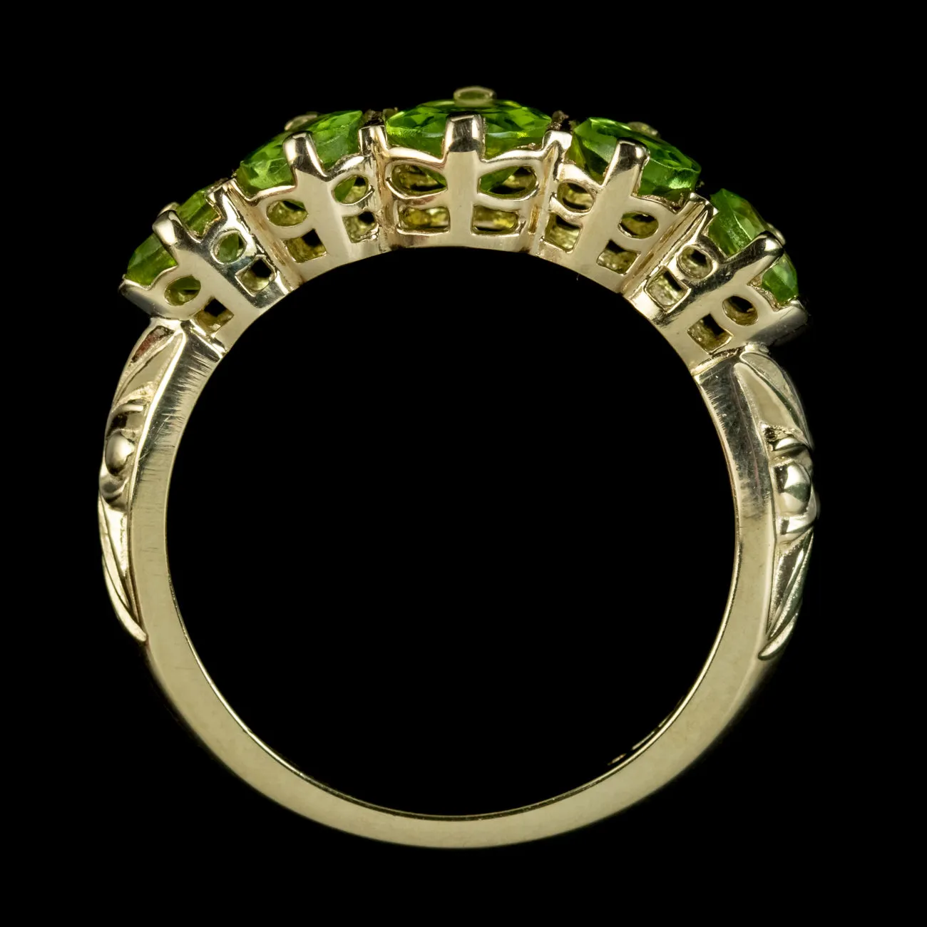 Victorian Style Peridot Five Stone Ring 9ct Gold 2.5ct Of Peridot