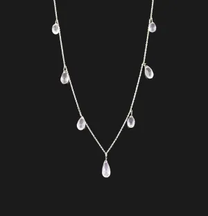 Vintage Silver Rose Quartz Briolette Charm Necklace