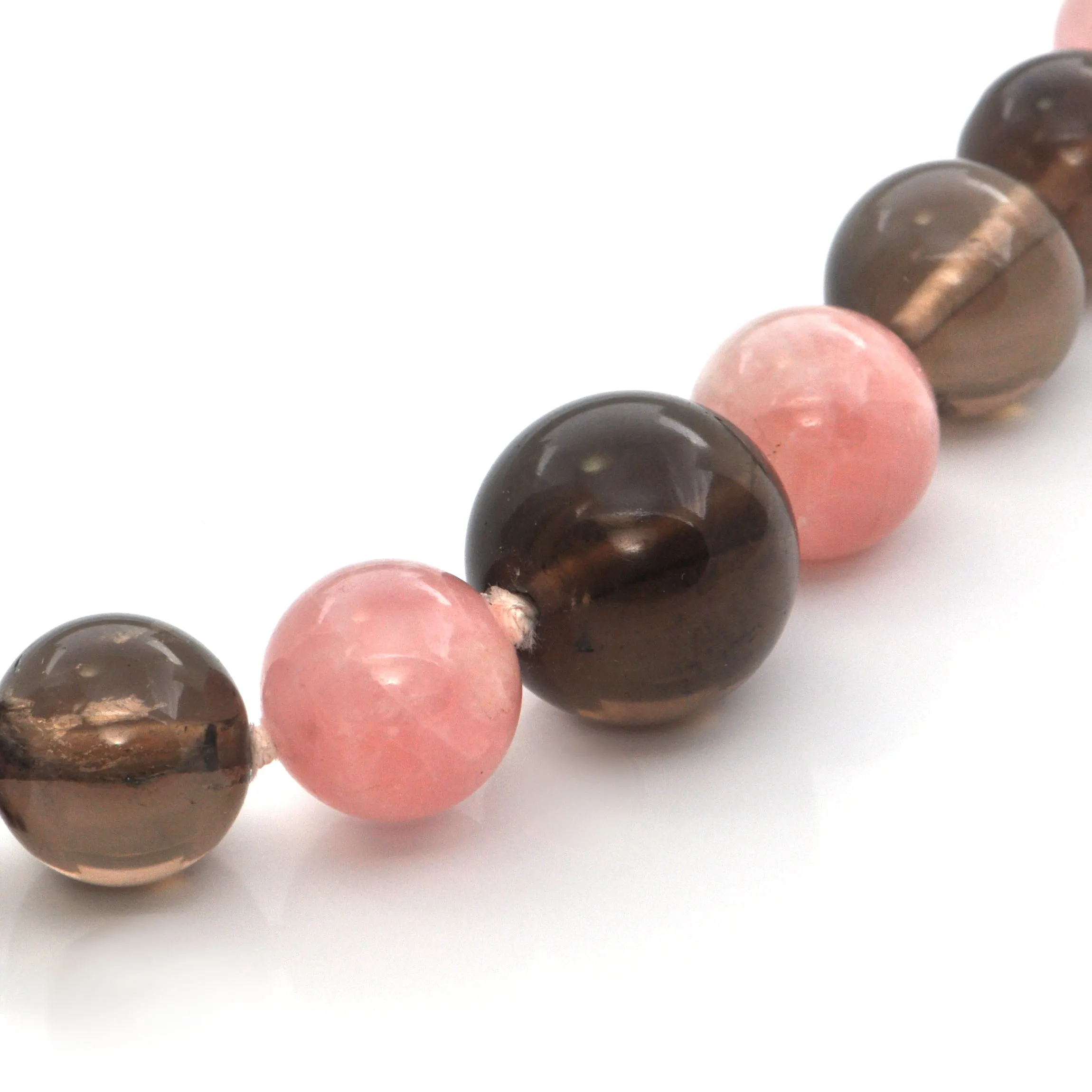 Vintage Smoky Quartz & Rose Quartz Bead Necklace C. 1940-1950