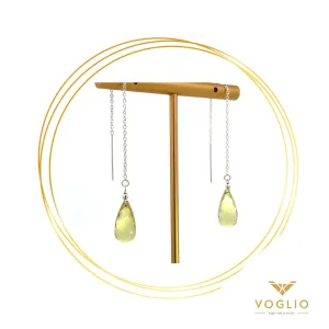 VOGLIO: Citrine Briolette Threader Sterling Silver Earrings