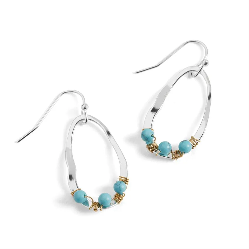 Wavy Turquoise Hoop Earrings