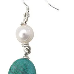 White pearl and turquoise earrings